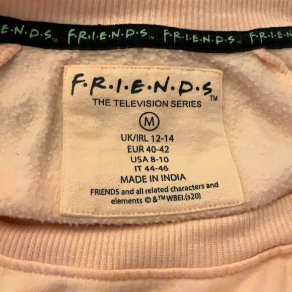 Friends Cropped Dolman Sleeve Central Perk Sweatshirt. Peach, Medium - Picture 6 of 9
